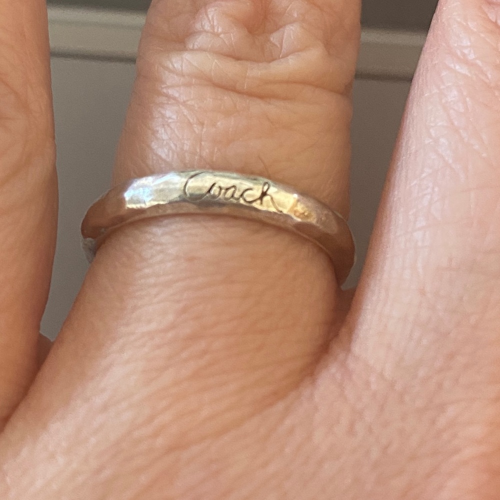 Coach brand hammered sterling silver ring